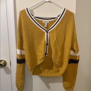 Forever 21 Mustard Crop Schoolgirl Knit Sweater